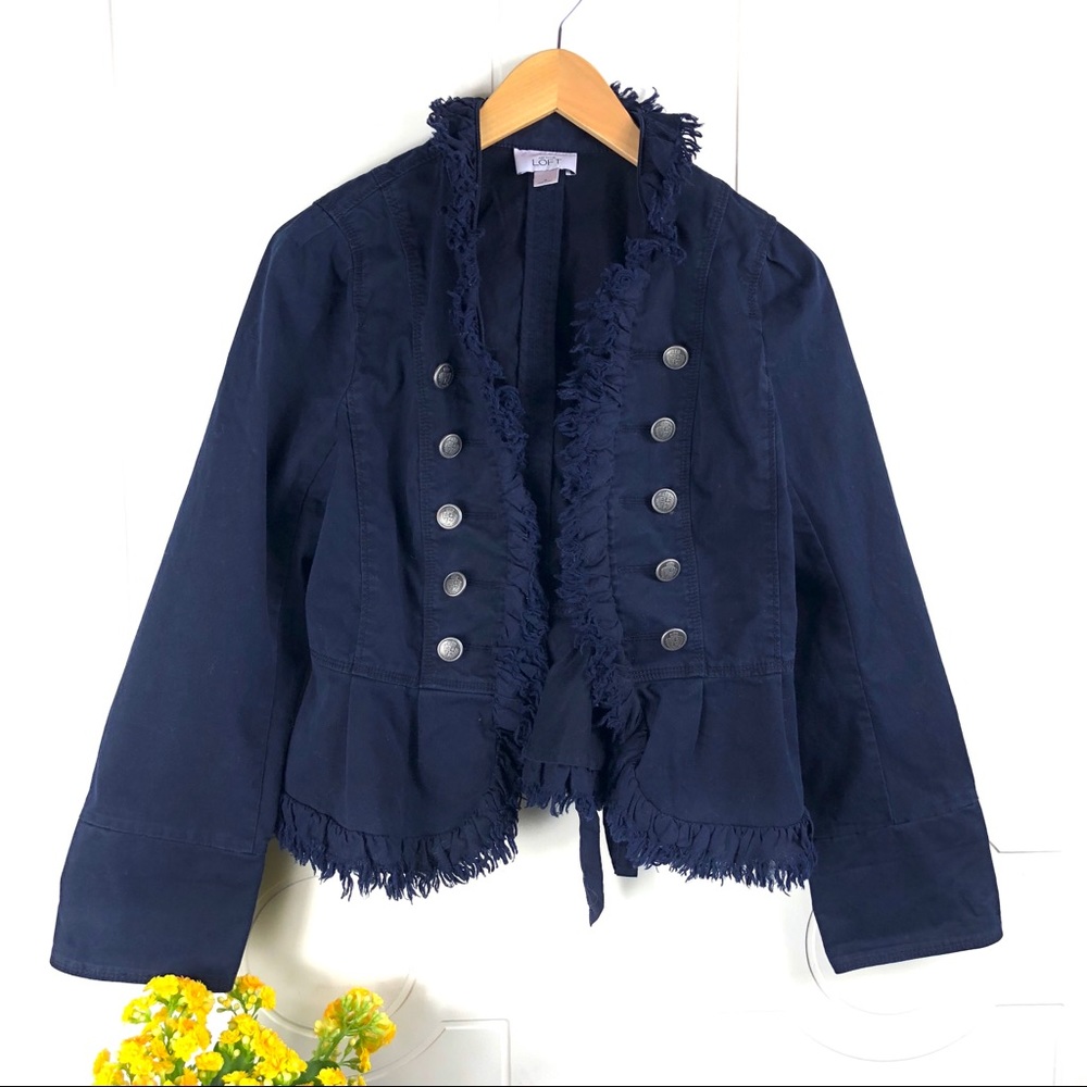 Ann Taylor Blue Jacket Blazer Open Front